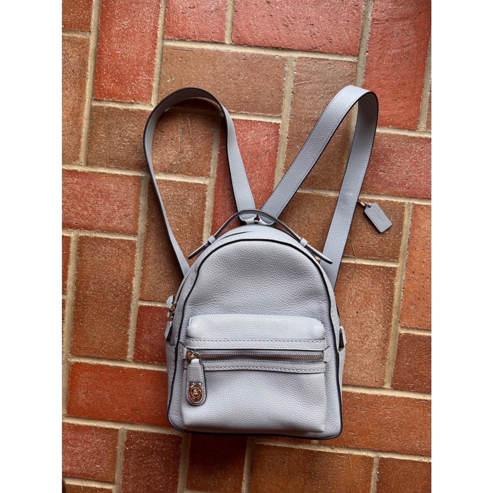 Coach Mini Campus Backpack Light Blue Pebbled Leather‎